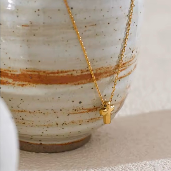 Dainty Cross Necklace Waterproof Stainless Steel Cross Necklace Tiny Cross Gold - Picture 5 of 6